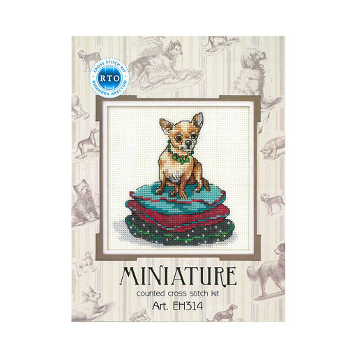 RTO Baltic Minyatür Serisi 12 x 12 cm Chihuahua Köpek Desenli Etamin Kiti - EH314