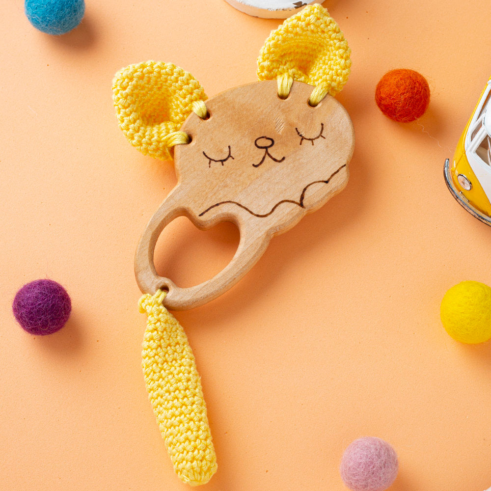 Hobi Baby Kedi Figürlü Organik Ahşap Diş Kaşıyıcı - DK027