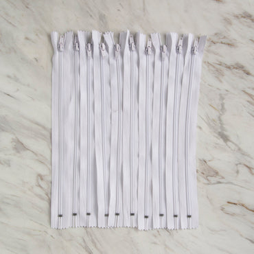 Loren 10 adet 30 Cm Beyaz Separe Naylon Fermuar