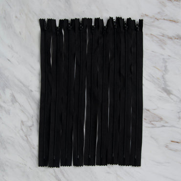 Loren 10 adet 30 Cm Siyah Dipli Naylon Fermuar