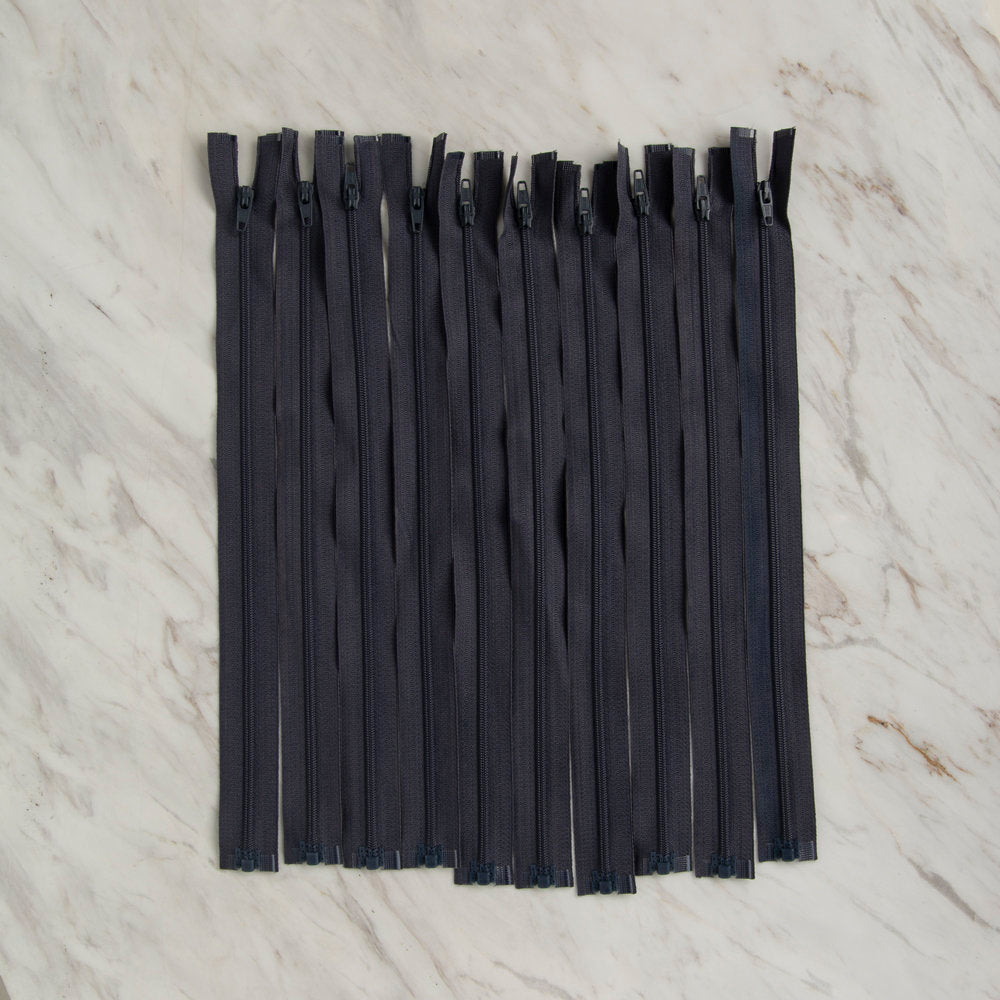 Loren 10 adet 30 Cm Gri Separe Naylon Fermuar