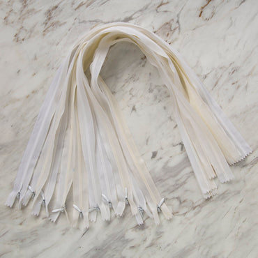 Loren 10 adet 60 Cm Beyaz Gizli Dipli Naylon Fermuar