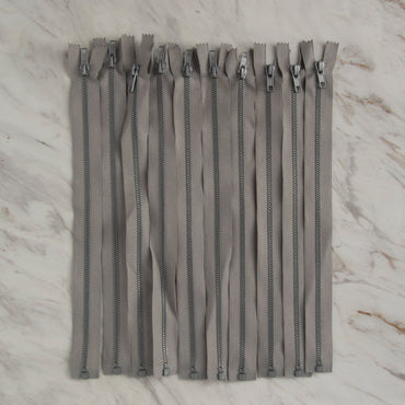 Loren 10 adet 35 Cm Açık Gri Separe Kemik Fermuar