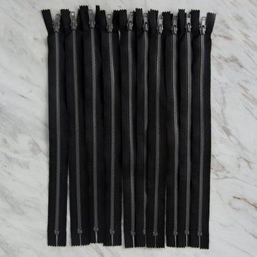 Loren 10 adet 40 Cm Siyah Dipli Kemik Fermuar