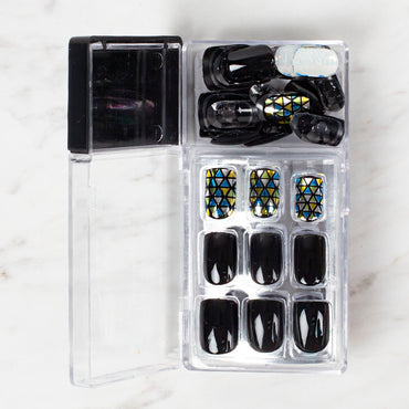 Arty Takma Tırnak Seti \ Parlak Siyah - Renkli Üçgen