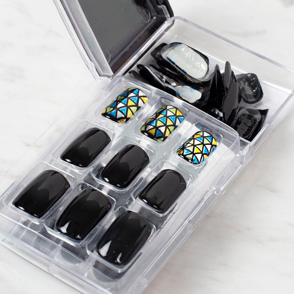 Arty Takma Tırnak Seti \ Parlak Siyah - Renkli Üçgen