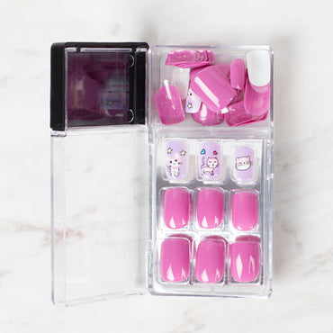 Arty Takma Tırnak Seti \ Lila Kedi Kalpli Yıldızlı Sade