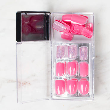 Arty Takma Tırnak Seti \ Pembe Simli