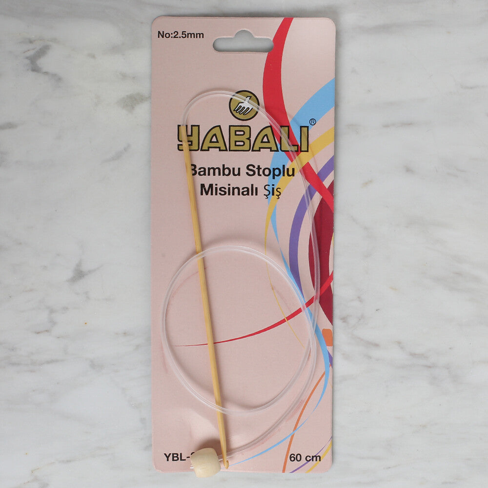 Yabalı Bambu 2.5 mm 60 cm Ucu Gagalı Stoplu Misinalı Şiş - YB342