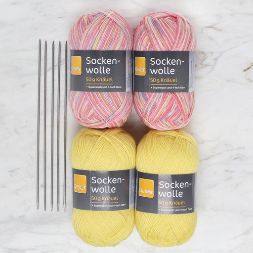 Socken Wolle 4'lü Yumak Ebruli Çorap Örgü İpi