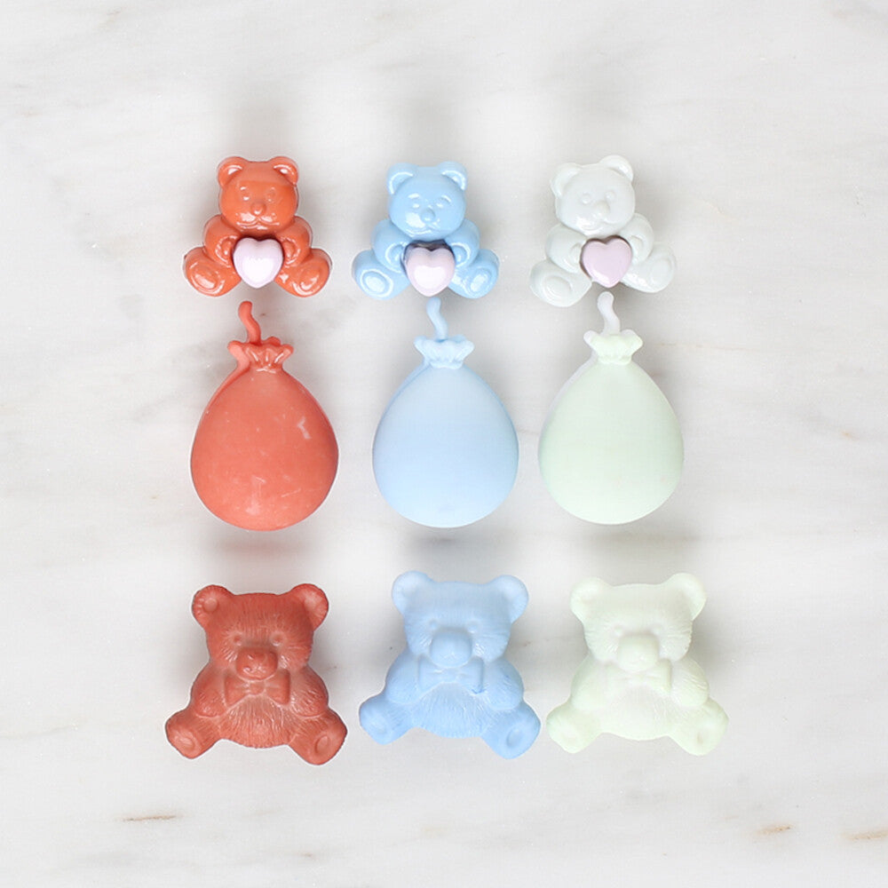 Buttons & Galore Ayıcık ve Balon Dekoratif Düğme - 4080