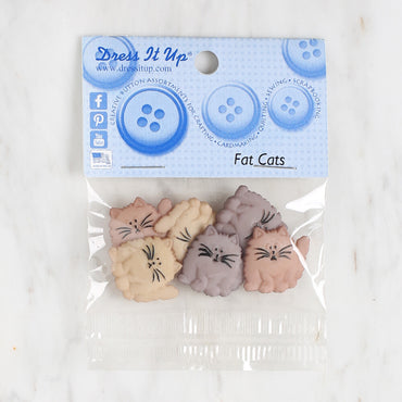 Dress It Up Karışık Renk Kedili Dekoratif Düğme - 5830