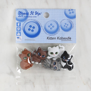 Dress It Up Karışık Renk Kedili Dekoratif Düğme - 6971