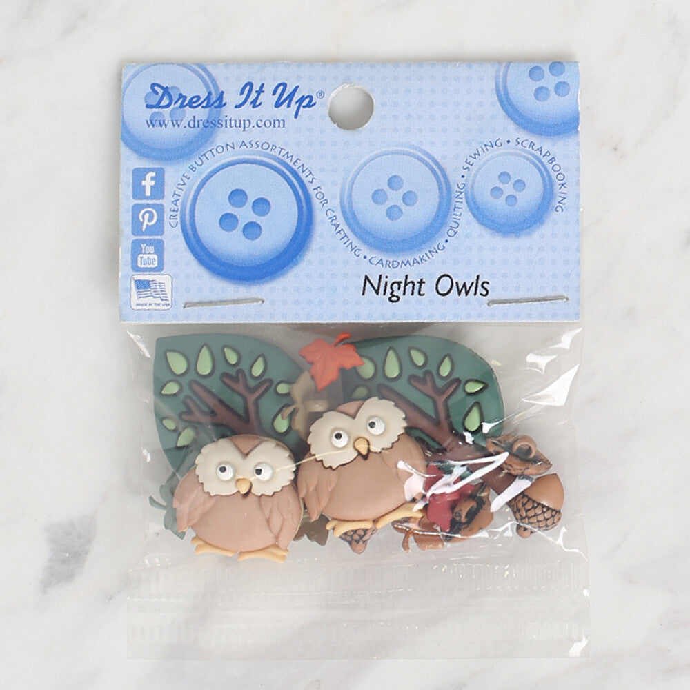 Dress It Up Baykuş Ağaç Dekoratif Düğme - 5815