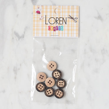 Loren Crafts 8'li Kahverengi Düğme - 0719