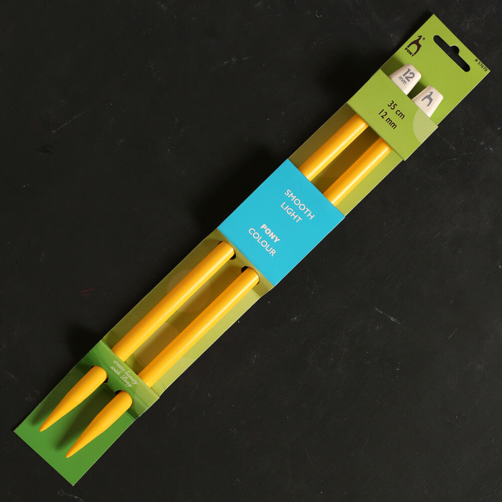 Pony Colour 12 mm 35 cm Sarı Plastik Örgü Şişi - 57670