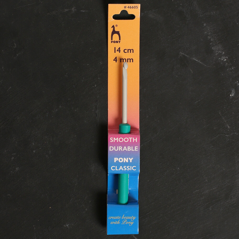 Pony 4 mm 14 cm Yeşil Alüminyum Plastik Saplı Yün Tığ - 46605