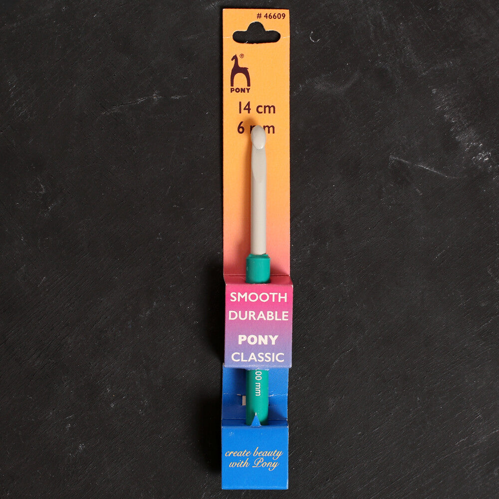 Pony 6 mm 14 cm Yeşil Alüminyum Plastik Saplı Yün Tığ - 46609