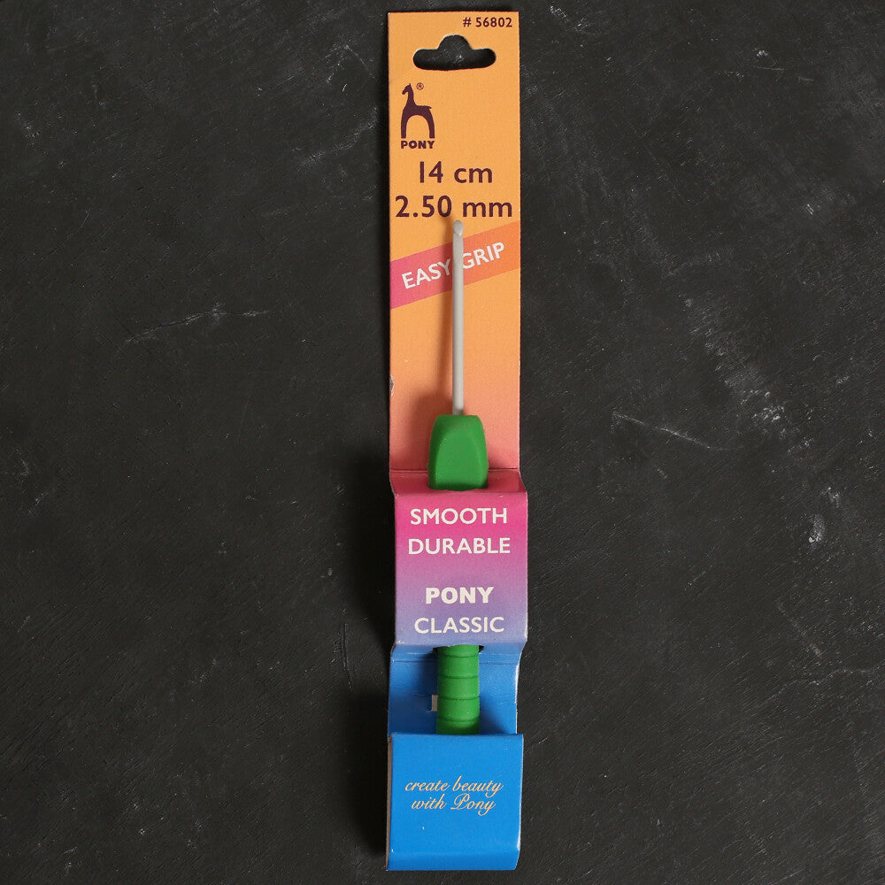 Pony Easy Grip 2.5 mm 14 cm Yeşil Yumuşak Saplı Yün Tığ - 56802