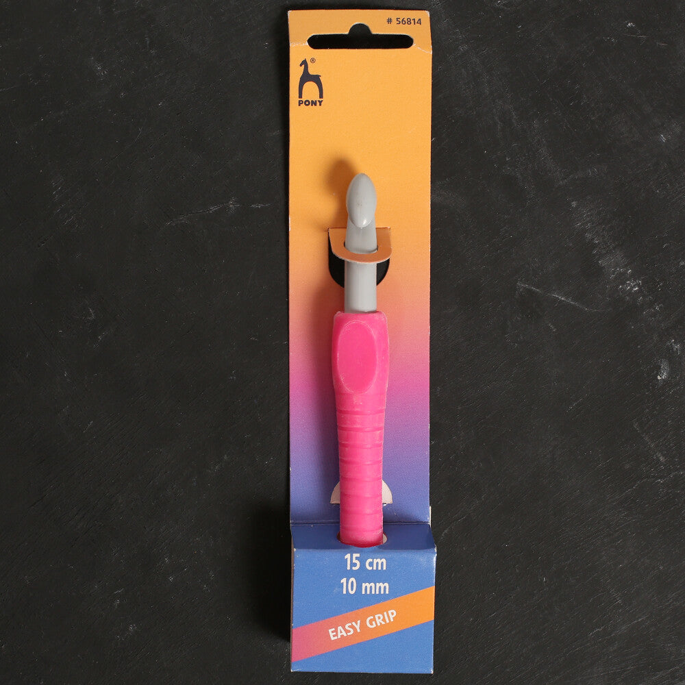 Pony Easy Grip 10 mm 15 cm Pembe Yumuşak Saplı Yün Tığ - 56814