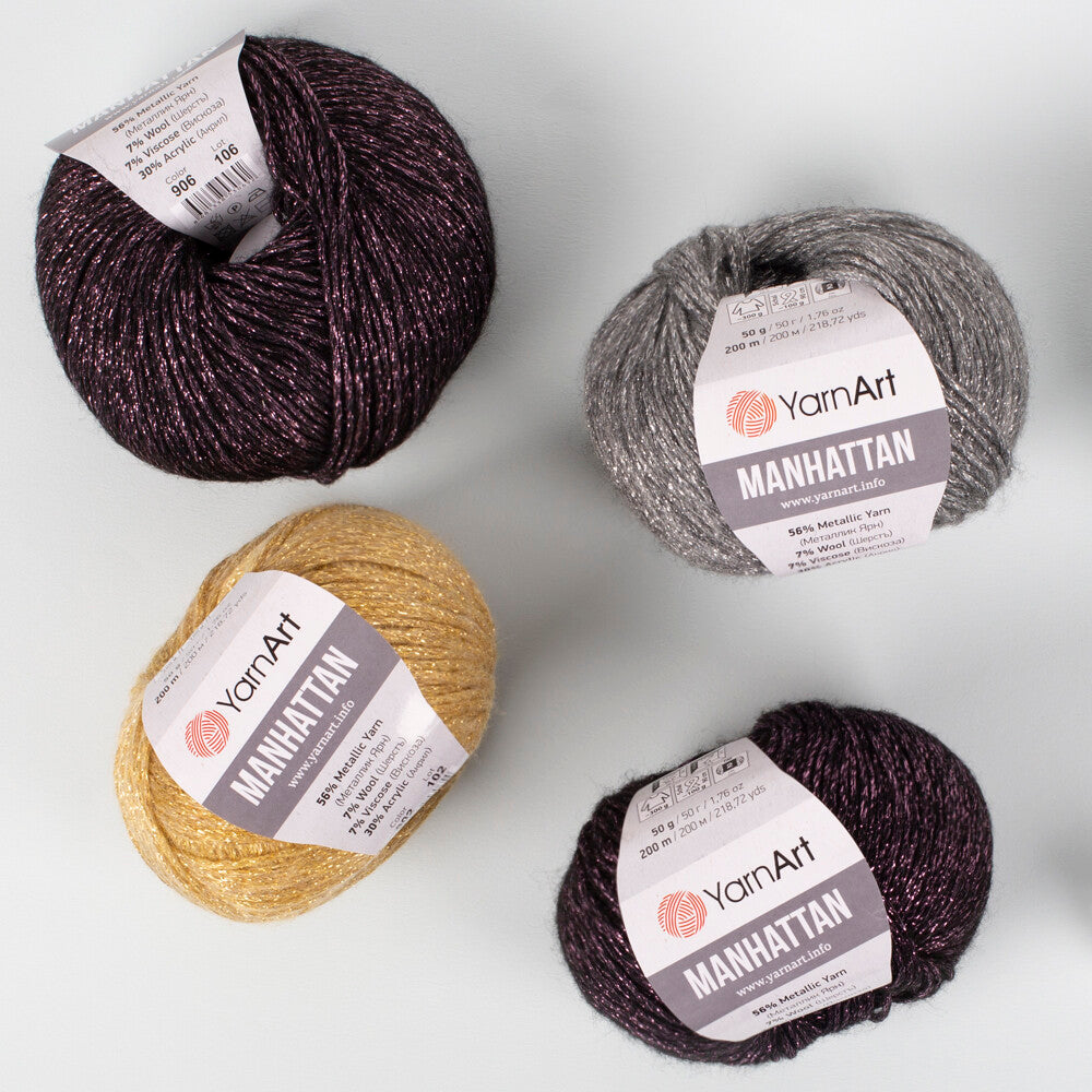 YarnArt Manhattan Mavi Simli El Örgü İpi - 908