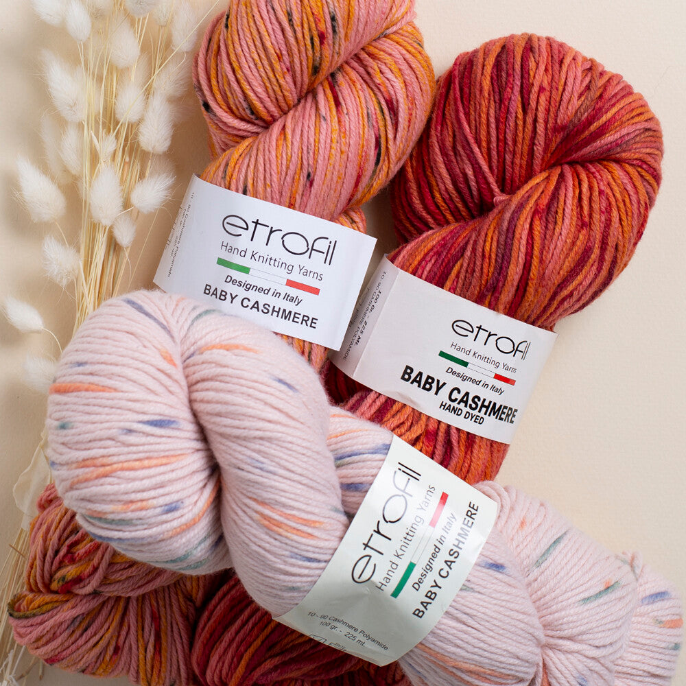 Etrofil Baby Cashmere Pembe - Gri Ebruli El Örgü İpliği - EL009