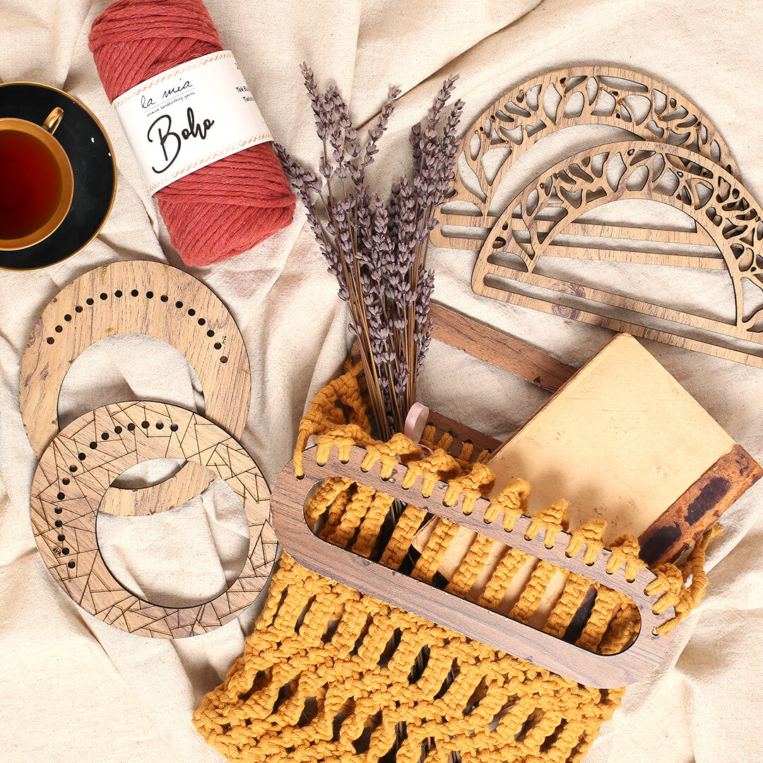 Loren Ahşap Oymalı Desenli Çanta Sapı