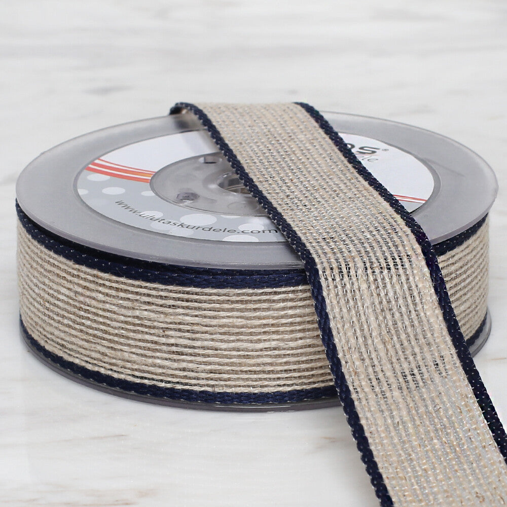 Ulutaş 2,5 cm 10 mt Lacivert Keten Kurdele