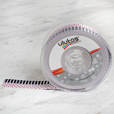 Ulutaş 2,5 cm 20 mt Baskılı Kırmızı-Siyah Saten Kurdele