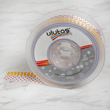Ulutaş 2,5 cm 20 mt Baskılı Sarı Saten Kurdele