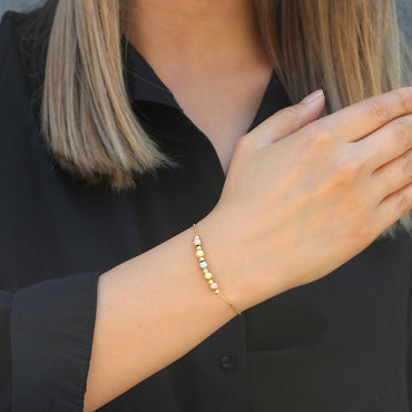 Clotho 925 Ayar Gümüş, Dorika Sim Top 3 Renkli Bileklik