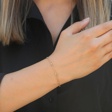 Clotho 925 Ayar Gümüş, Dorika Altın Rengi Bileklik