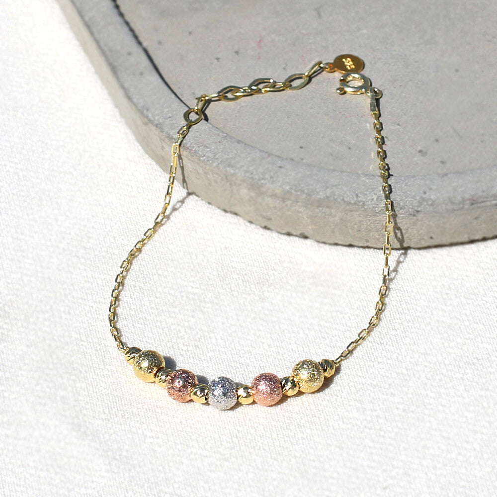 Clotho 925 Ayar Gümüş, Dorika Sim Top 3 Renkli Bileklik