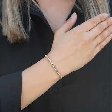 Clotho 925 Ayar Gümüş, Hasır Zincir, Dorika 3 Renkli Bileklik