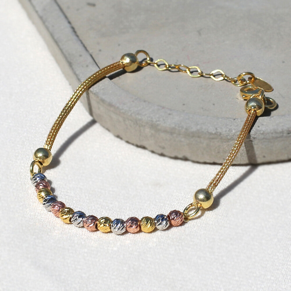 Clotho 925 Ayar Gümüş, Hasır Zincir, Dorika 3 Renkli Bileklik