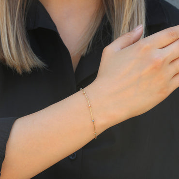 Clotho 925 Ayar Gümüş, Dorika 3 Renkli Bileklik