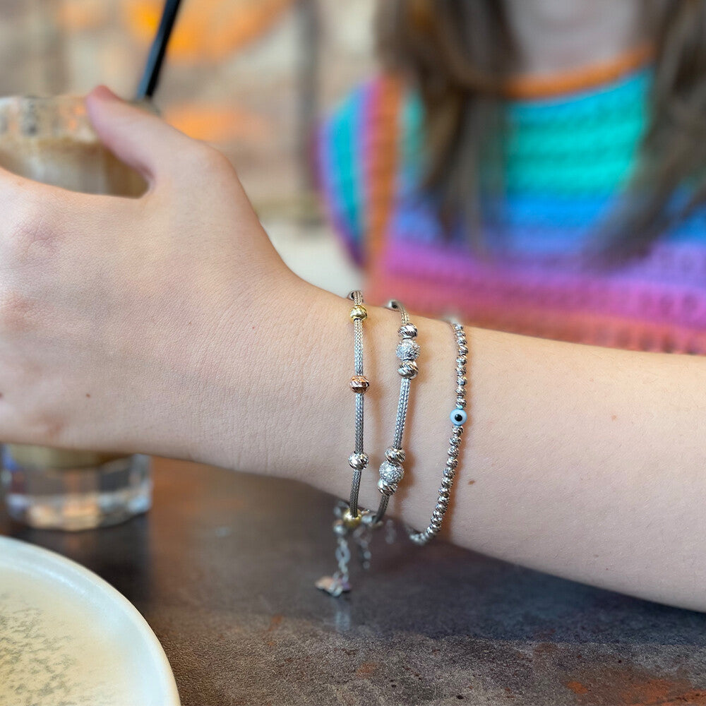 Clotho 925 Ayar Gümüş, Dorika 3 Renkli Bileklik