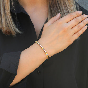 Clotho 925 Ayar Gümüş, Hasır Zincir, Dorika, Badem Model 3 Renkli Bileklik