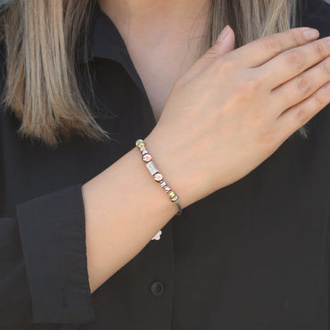 Clotho 925 Ayar Gümüş, Simli Top , Taşlı 3 Renkli Bileklik