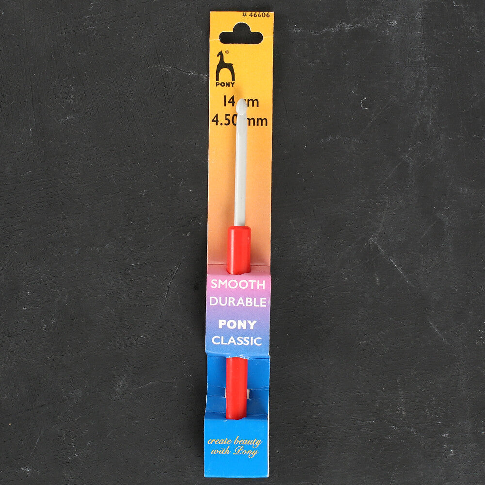 Pony 4.5 mm 14 cm Kırmızı Alüminyum Plastik Saplı Yün Tığ - 46606