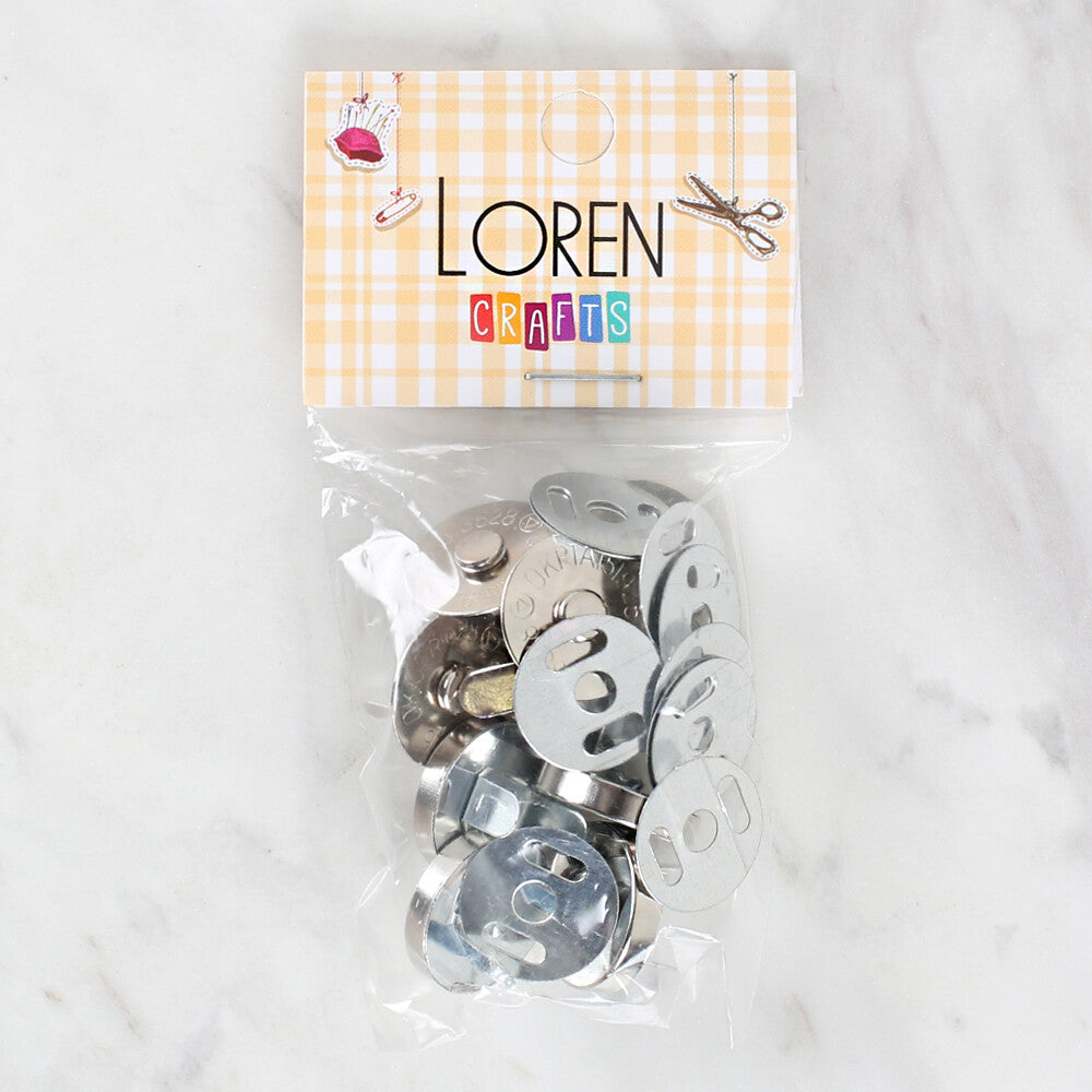 Loren Manyetik Mat Gümüş Metal 5'li Çıt Çıt