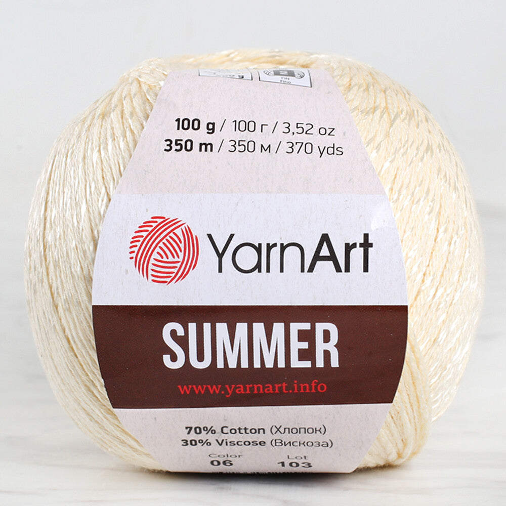 Yarnart Summer Krem El Örgü İpi - 06
