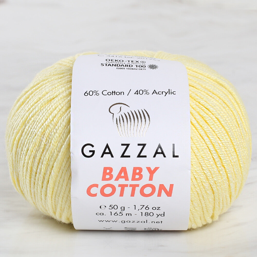 Gazzal Baby Cotton Sarı Bebek Yünü - 3413