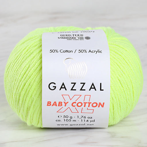 Gazzal Baby Cotton XL Fosforlu Sarı Bebek Yünü - 3462XL