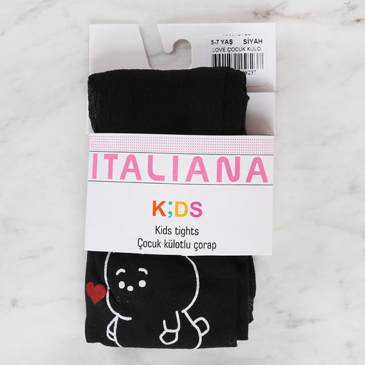 Italiana 5166 Love Çocuk Külotlu Çorap, Siyah 5-7 Yaş 