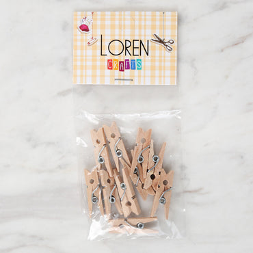 Loren 10'lu Natural Mini Ahşap Mandal