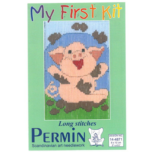 Permin My First Kit 8x12 cm Domuz Desenli Çocuk Uzun İşleme Nakış Kiti - 14-4871