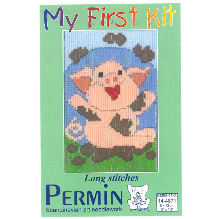 Permin My First Kit 8x12 cm Domuz Desenli Çocuk Uzun İşleme Nakış Kiti - 14-4871