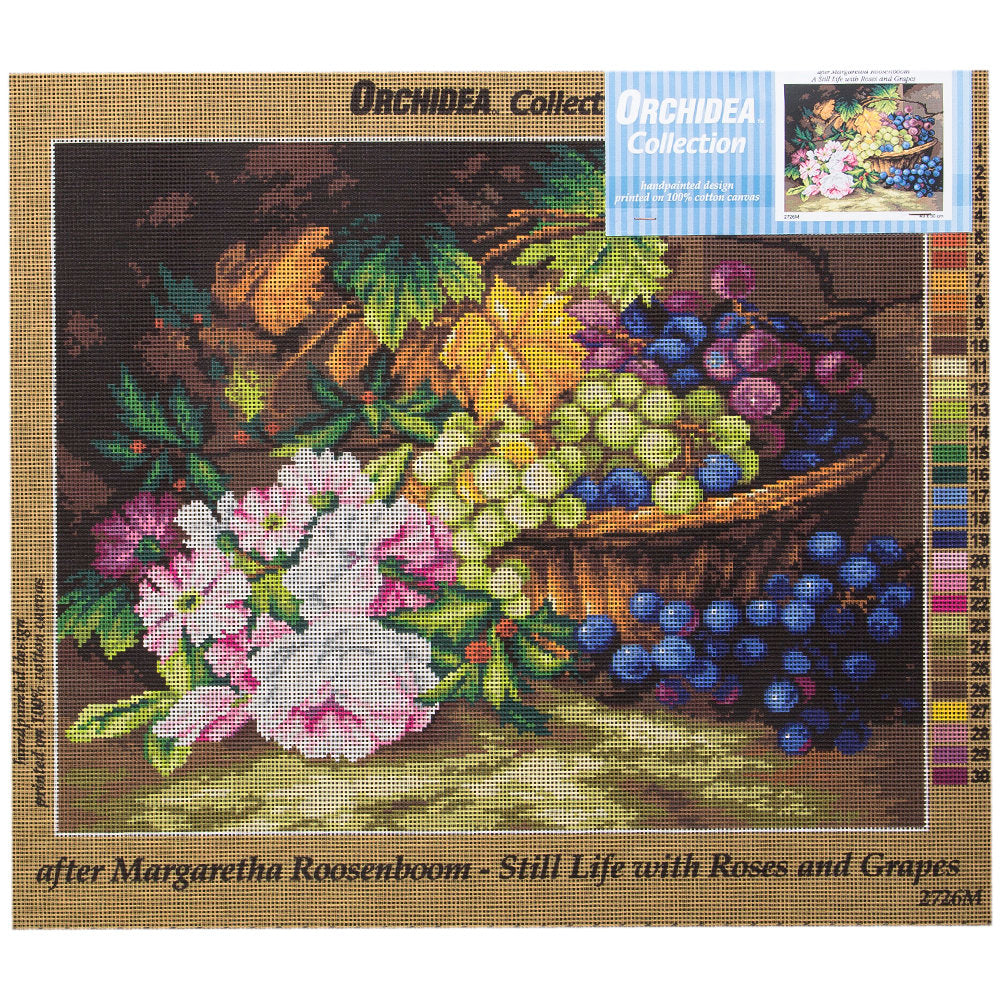 Orchidea 40x50 cm Üzümler ve Çiçekler Baskılı Goblen