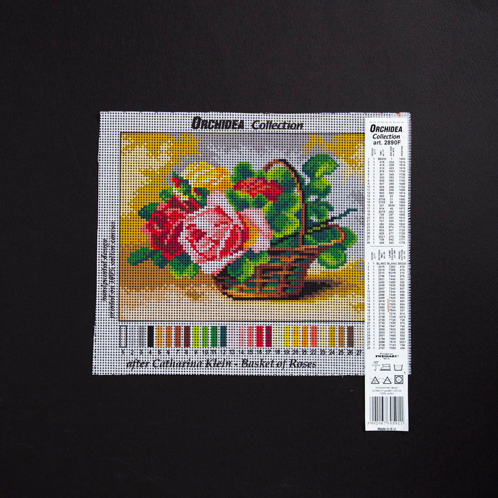 ORCHİDEA 18x24 cm Gül Sepeti Baskılı Goblen 2890F